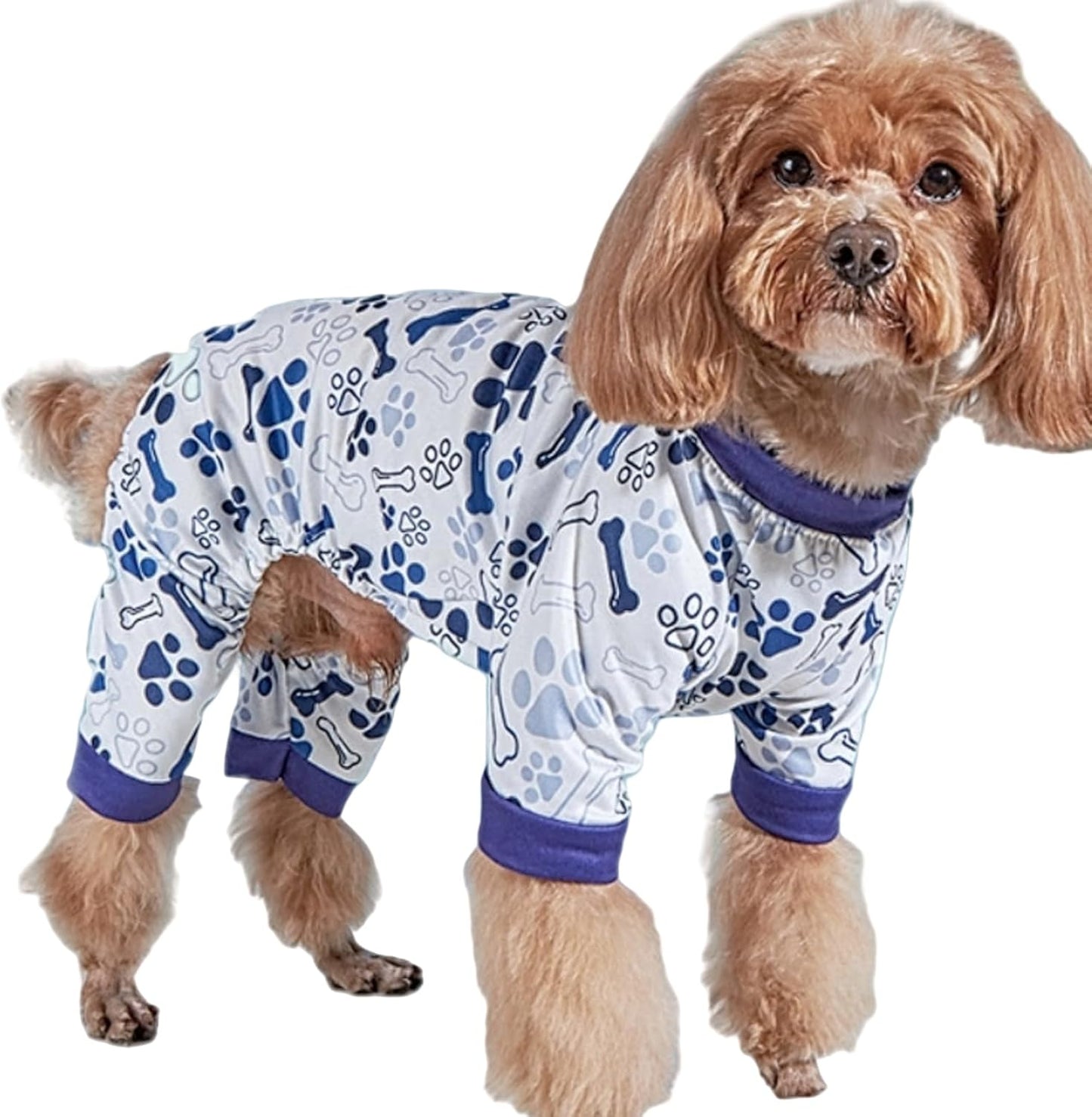 Vet-Approved Dog Onesie Pajamas for Medium Dog Clothes - Lightweight Soft Stretchy Puppy Costume - Certified Hypoallergenic Comfort Anxiety-Reducing (Blue, Large)