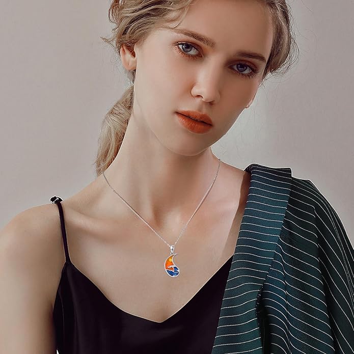 Yin Yang Matching Jewelry Set 925 Sterling Silver Yin Yang Friendship Couples BFF Pendant Necklace Jewelry for Her Him Women Men