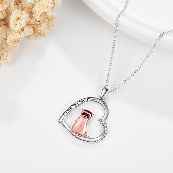 MONGAS Penguins/Guinea Pig/Pig/Fox/Corgi/Frog/Bunny/Koala8/Cow/French Bulldog Necklaces Penguin Gifts 925 Sterling Silver Hugging Penguins Cute Animal Jewelry for Women Sister