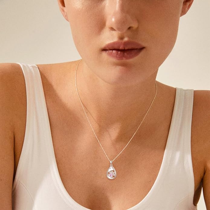 TANGPOET Teardrop Ashes Necklace 925 Sterling Silver Urn Necklace, Cremation Jewellery for Ashes Pendant, Gifts for Women Ladies, with Funnel Filler Kit