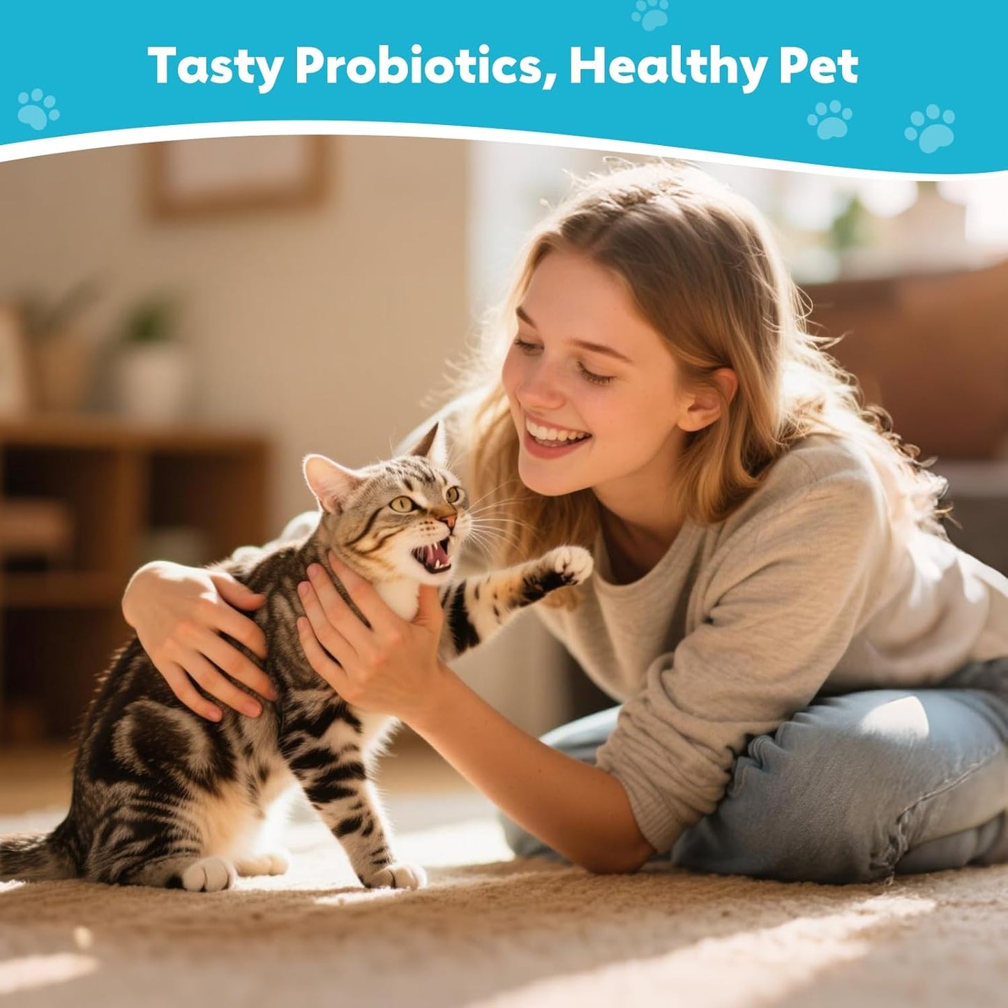 Probiotics for Cats - Cat Probiotic Supplement for Digestive & Gut Support, Diarrhea Relief, Immunity Booster, Cat Probiotic Powder with 9 Billion CFU and Prebiotics, 60 Capsules