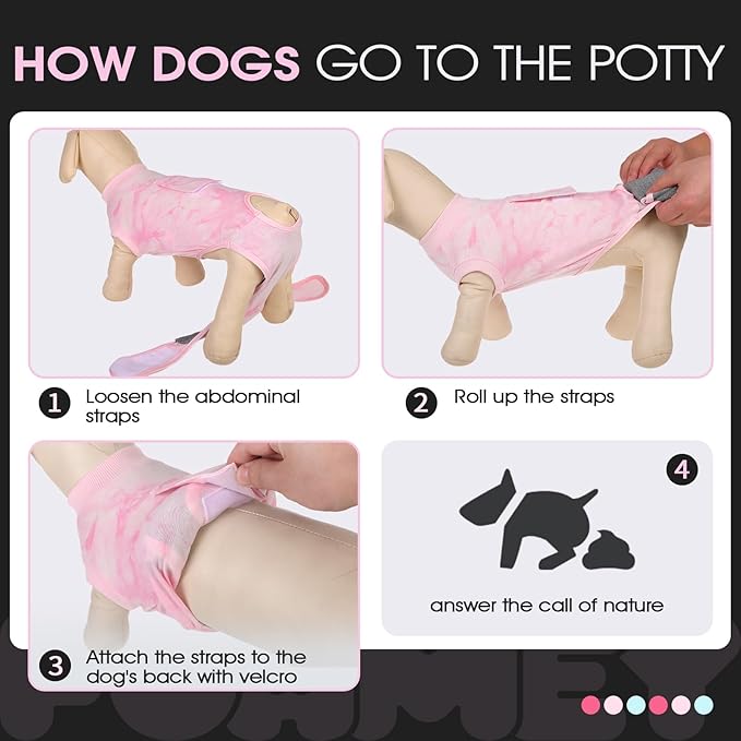 FUAMEY Recovery Suit for Dogs After Surgery,Soft Breathable Dog Bodysuit E-Collar & Cone Alternative Surgical Suit,Male Female Dog Neuter Spay Suits Anti Licking Wounds Onesie Pink Tie Dye XL