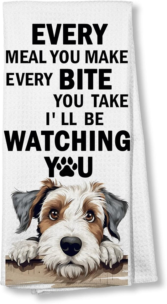 Funny Schnauzer Mastiff Dog Kitchen Towels Mom Lover Gifts Decor Dish and Hand Towel for Kitchen and Bathroom, Funny Every Meal You Make Dog Kitchen Decor, 16x24 Inches