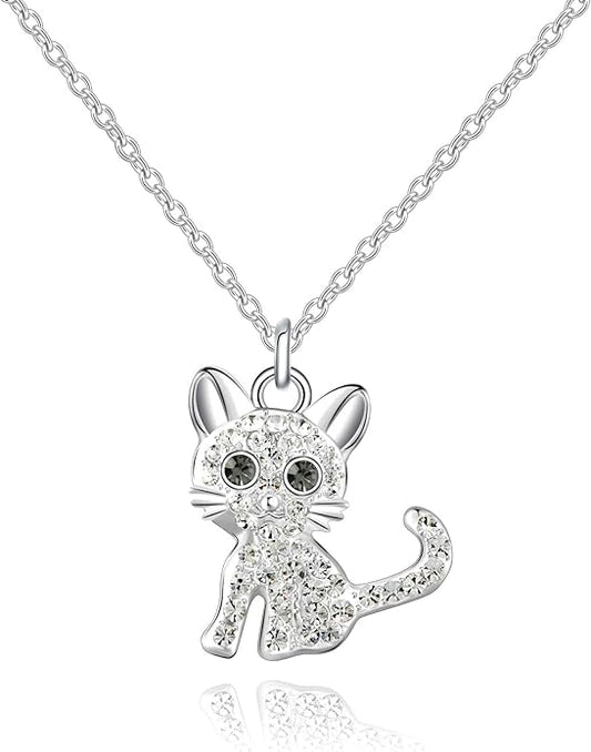 luomart Girls Cat Birthstone Necklace Gifts for Women,Kitty Cats Dog Pendant Necklaces Jewelry for Cat Lovers
