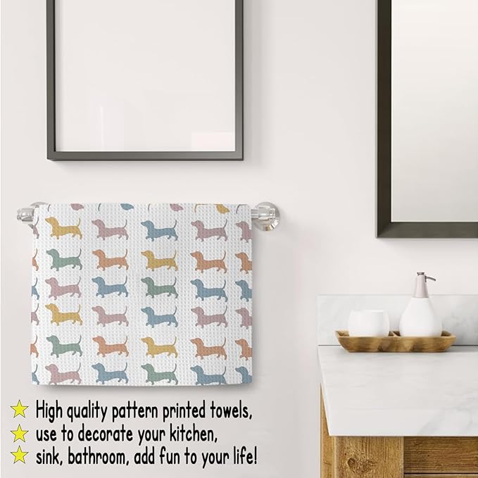 Cute Funny Dachshund Bathroom Kitchen Dish Hand Towels - Dachshund Dog Gifts Kitchen Bathroom Decor Towels 16″×24″,Dog Lovers Gifts for Girls Mom Women,Dachshund Gifts for The Owners