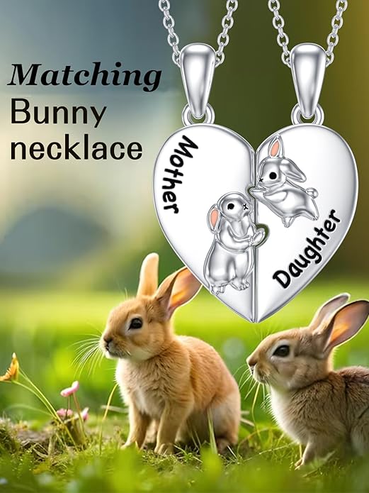 OCJ Mother Daughter Matching Necklaces 925 Sterling Silver Animals Matching Necklace for Mom Daughter 2 Pcs Matching Heart Pendant Birthday Mothers Day Gifts for Mom and Daughter