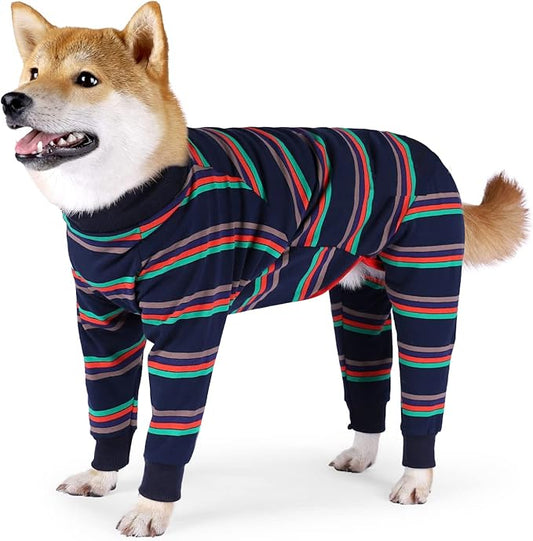 Dog Recovery Suit, Abdominal Wound After Surgery Wear, Prevent Licking Wounds, E-Collar & Cone Alternatives, Long Sleeve Postoperative Shirts Dog Pajamas Prevent Shedding(2XL, Blue)