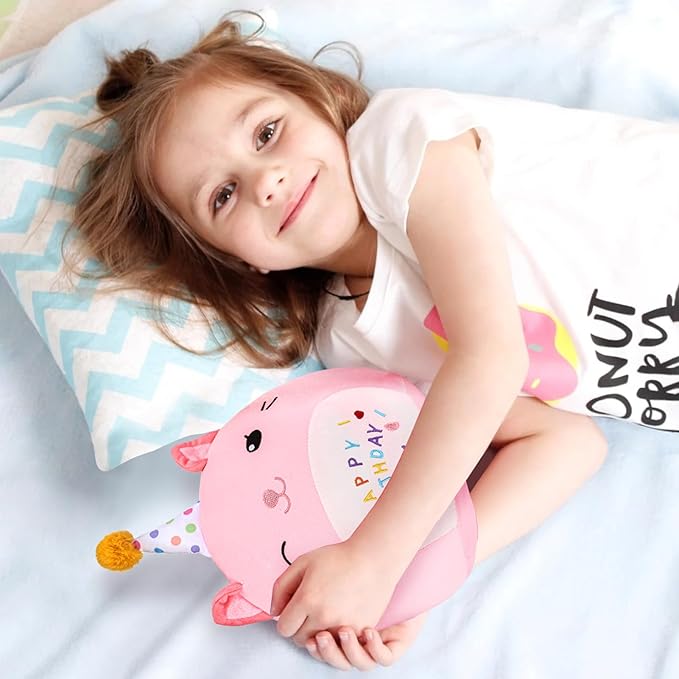 Cat Plush Toy Birthday Decor Pink Cat Plushies Pillow Cat Stuffed Animal Soft Plushie Gifts for Girlfriend Kids Girls Boys 13.7”(Large Cat Plush)