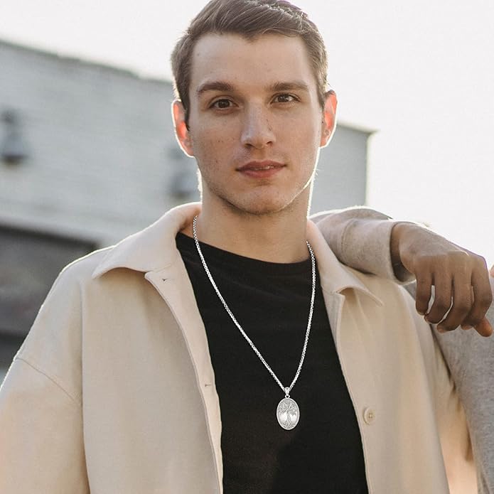 Picture Locket Necklace for Women Men Rose 14K Real Gold 925 Sterling Silver Jewelry Heart Locket Necklace that Holds Pictures Tree of Life Viking Wolf Celtic Knot St Christopher St Michael Pendant