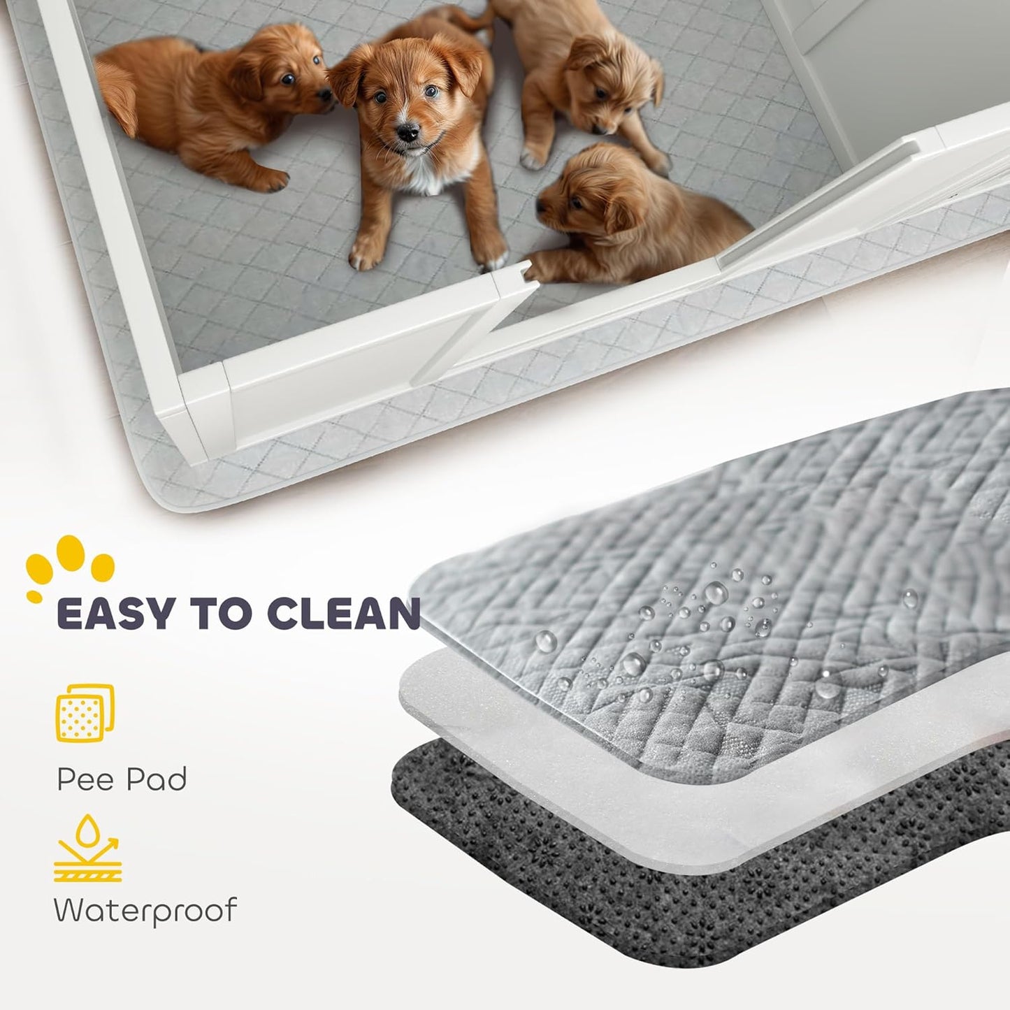 PawHut Whelping Box for Dogs and Puppies, Whelping Pen with Washable Waterproof Pee Pad & Adjustable Door for Medium and Small Dogs, White, 77" x 38" x 19"