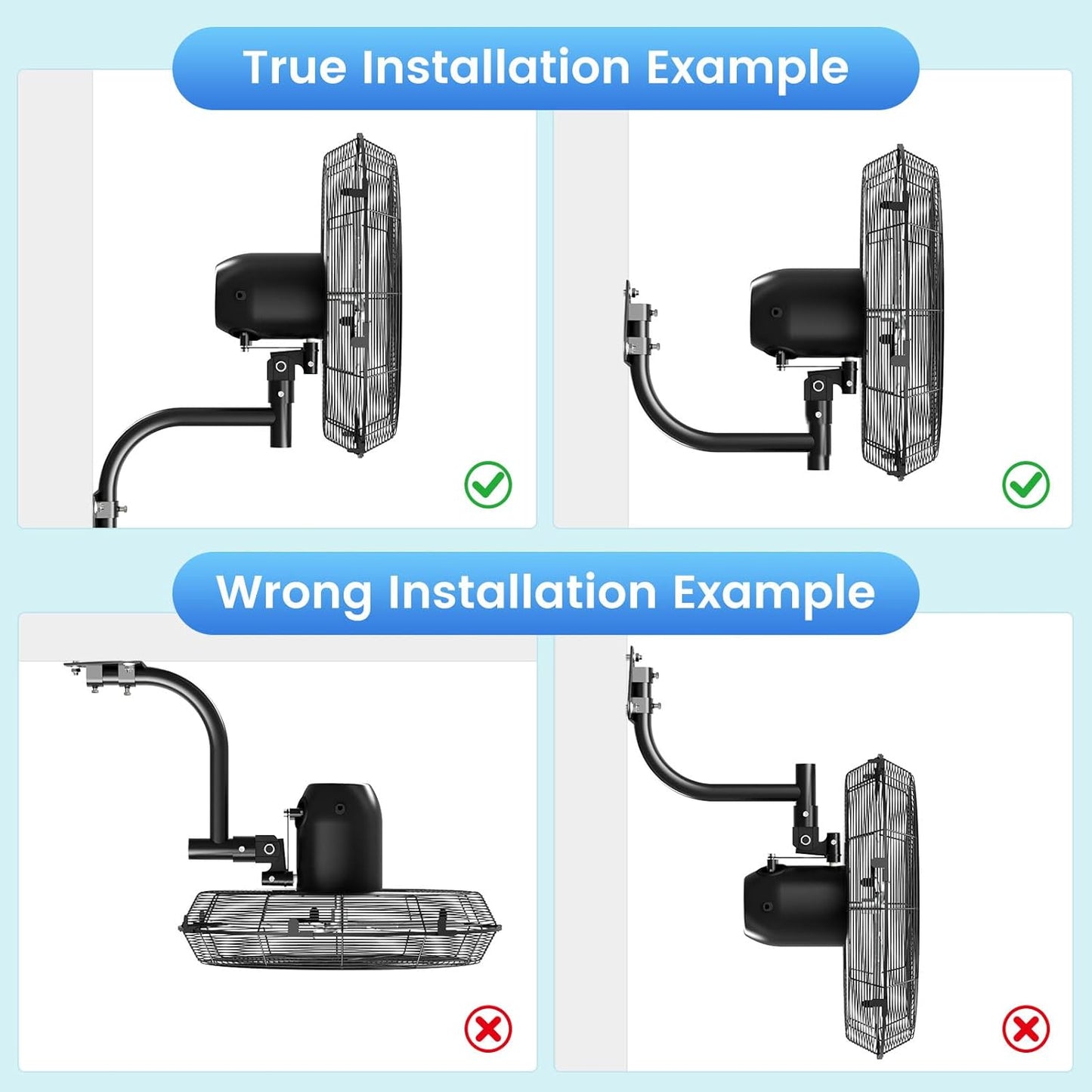 24'' Outdoor Wall Mount Fan, 4 Speed Oscillating Wall Fan with All Sealed Brushless DC Motor, Heavy Duty Industrial Fans, Waterproof Fans for Patios, House, Garage, Commercial, Warehouse, Factory