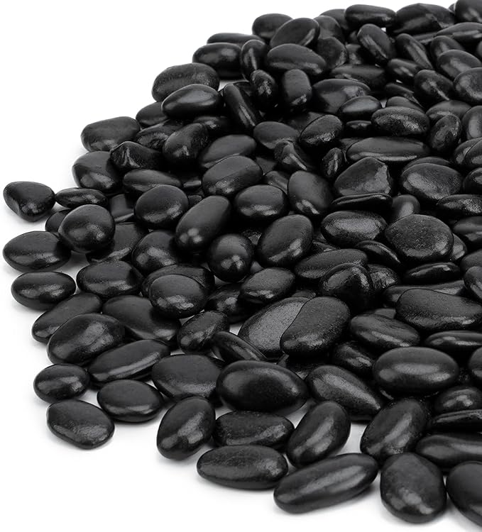 Mr. Fireglass 10 lbs Black Pebbles, 3/8" Natural Decorative Polished River Rocks Aquarium Gravel for Indoor Plants, Vases, Succulents and Outdoor Garden Landscaping