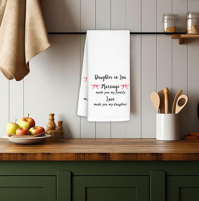 Daughter-in-Law Gifts from Mother-in- Law Kitchen Towels Decorative, Mother's Day Birthday fts for Daughter in Law Dish Towels Hand Towels Drying Cloth for Kitchen Bathroom Decor, 16x24 Inch