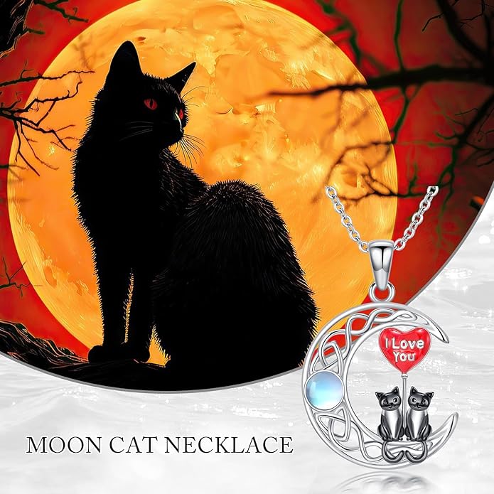 Cat Necklace 925 Sterling Silver Cat Pendant Necklace Cute Animal Jewelry Gift for Women Mother Grandma