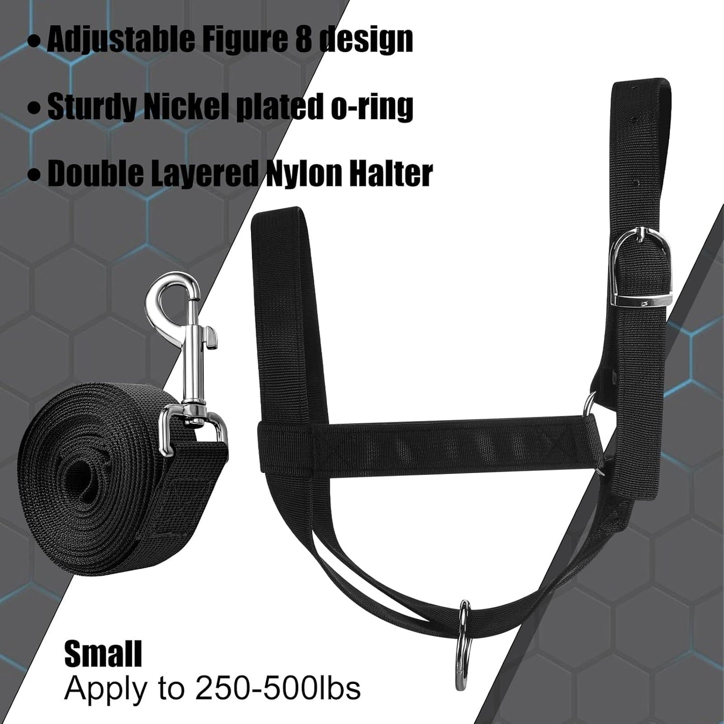 Hillban Cow Halter Cattle Halters Adjustable Calf Halter with Leading Rope for Miniature Horse Donkey Goat Foal Nylon Cattle Training Supplies