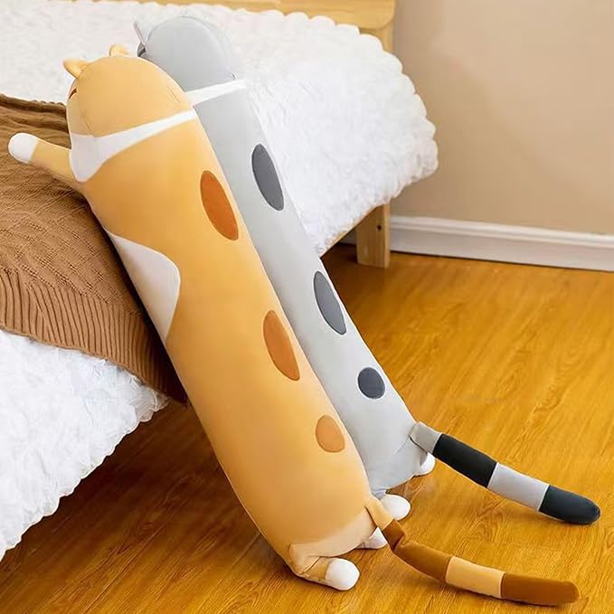 Long Cat Plush Pillow Soft Cat Hugging Pillow Stuffed Animal Pillow Cute Kitty Sleeping Throw Pillow Gift for Kids(150cm/59.05inch,Gray