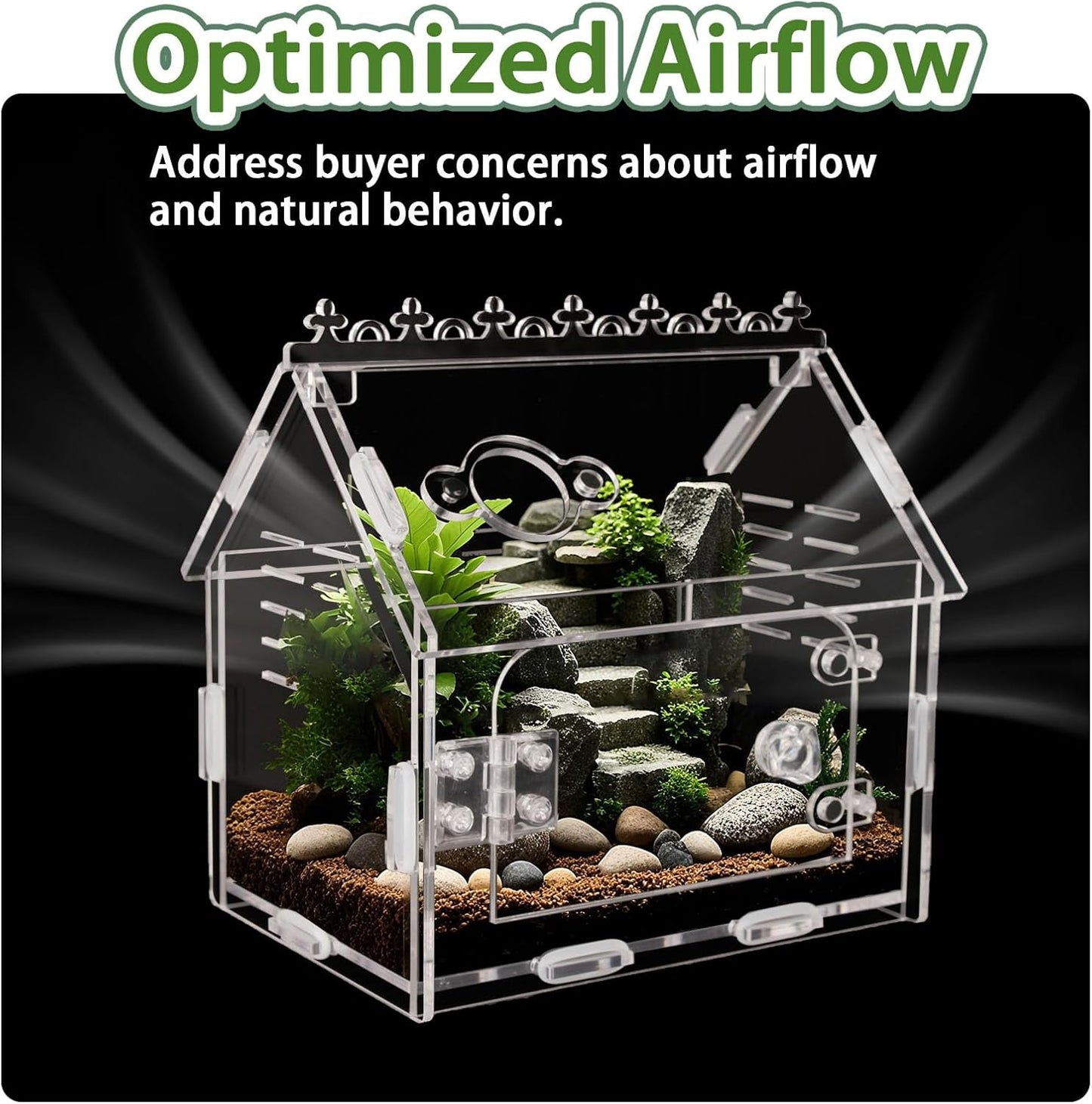 Magnetic Acrylic Terrarium Kit - 5.9"x3.9"x5.1" Jumping Spider Enclosure/Tarantula Cage with Secure Magnetic Latches, Ventilation & Escape-Proof Design - Reptile/Chameleon/Mantis Habitat