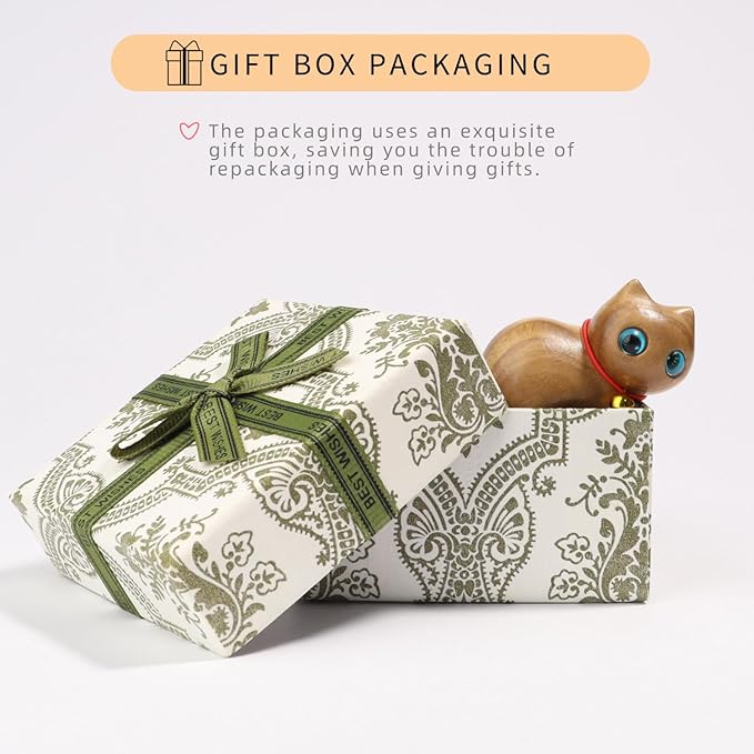 Cat Wooden Figurine, Decoration Handmade Cat Art Carved Small pet Garden Statue, Lovely Gift Home Decor Suitable for Bedroom, Desktop, Desk, Living Room, Bookshelf, Holiday Decoration