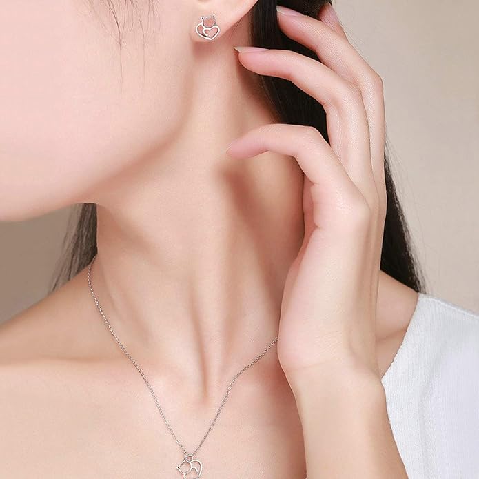 Cute Cat Earrings Stud Pearl Earrings for Women Mouse Cubic Zircon Hypoallergenic Earrings Christmas Birthday Gift