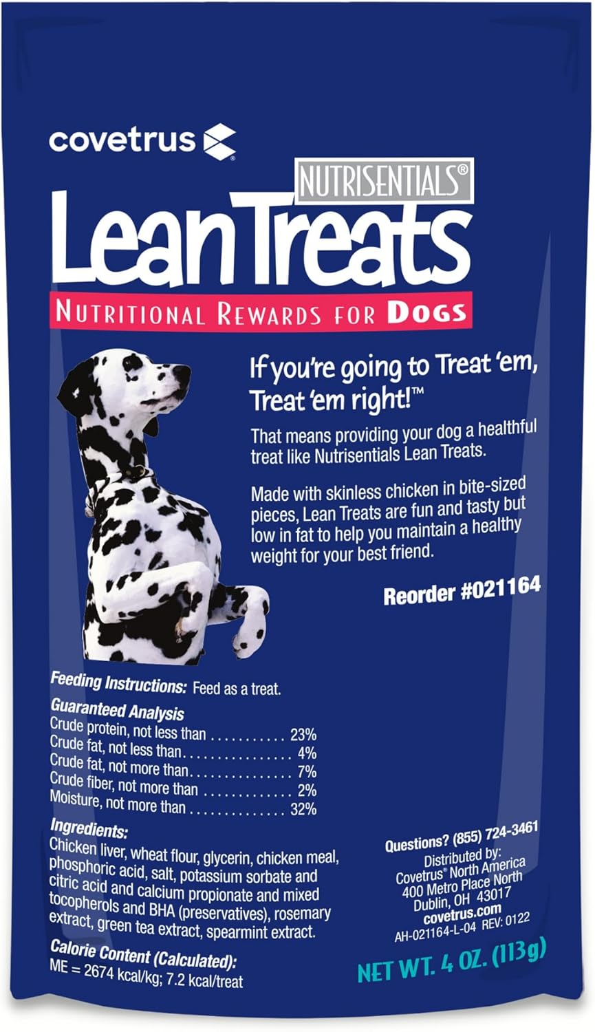 Covetrus Nutrisential Lean Treats for Dogs - Small, Medium & Large Dogs (K9) - Nutritional Low Fat, Bite-Size - Soft Chicken Flavor - 6 Pack - 4oz
