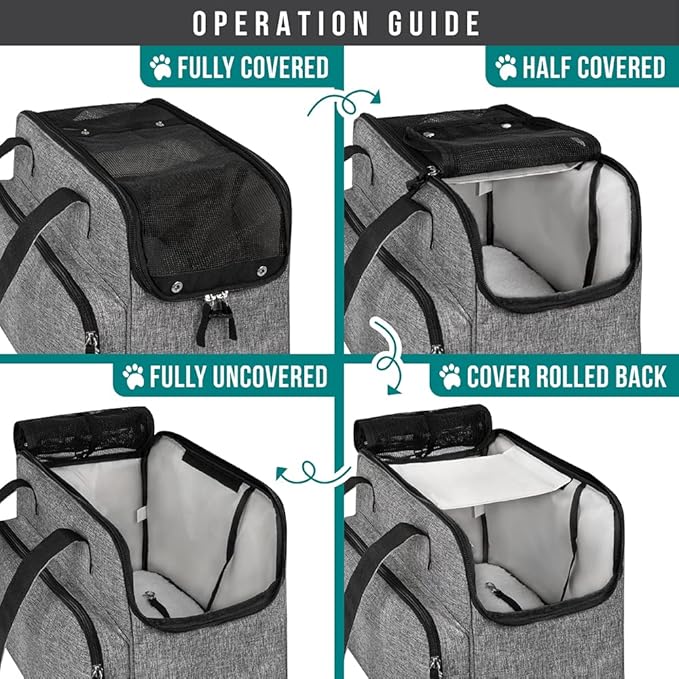 PetAmi Small Dog Purse Carrier, Soft-Sided Pet Carrier Bag with Pockets, Portable Puppy Cat Travel Handbag Tote, Airline Approved Breathable Mesh, Poop Bag Dispenser, Sherpa Bed, Max 18 lbs, Gray