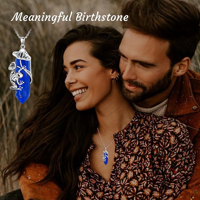 Frog Necklace 925 Sterling Silver Frog Pendant Birthstone Quartz Jewelry Gift for Women s Mom