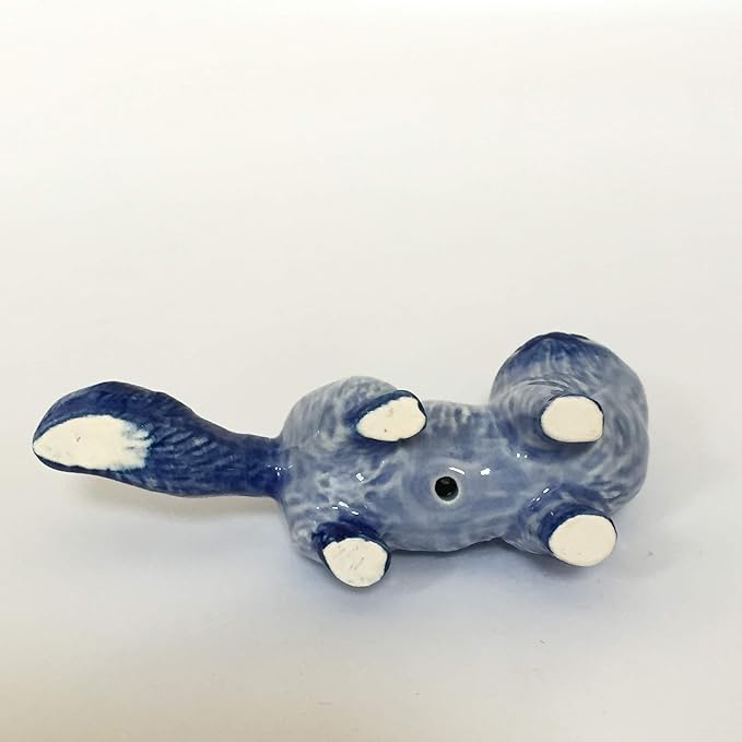 Ceramic Persian cat Figurine Dollhouse Delft Blue White Collectible Miniature Bonsai Garden Handmade Painted Gift no 3