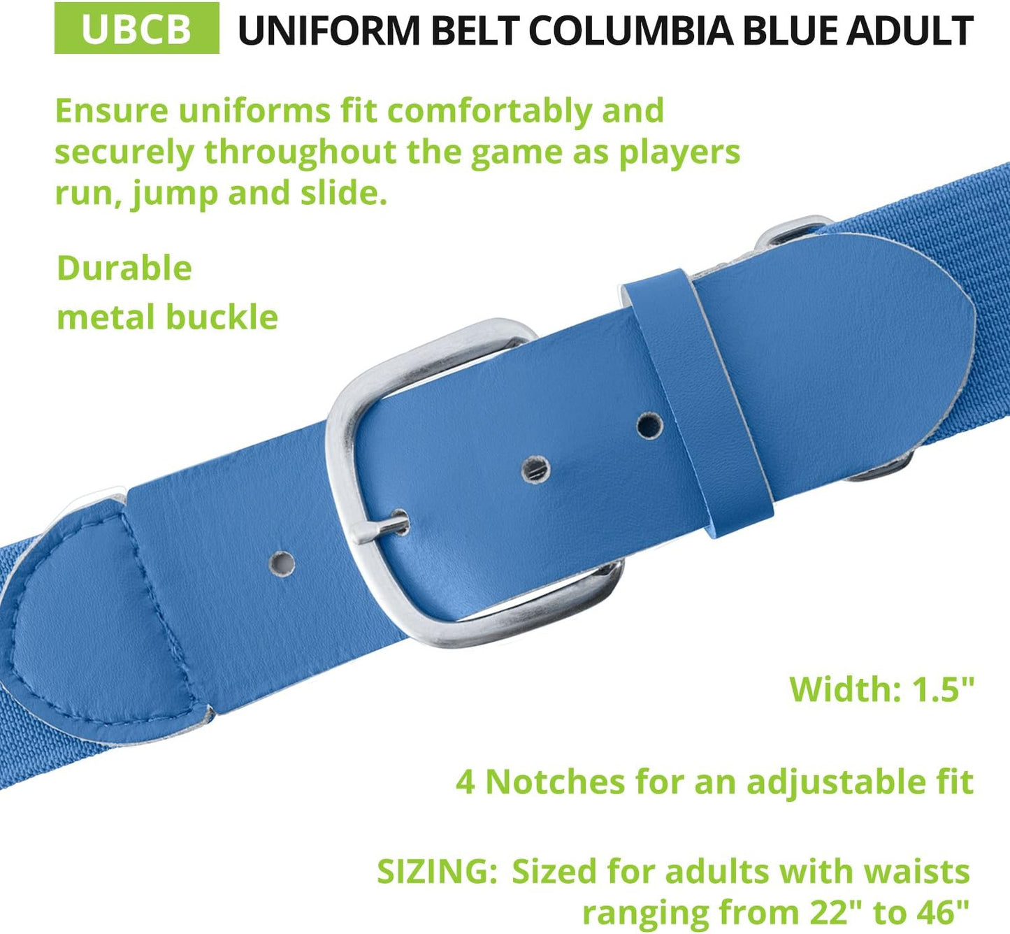 Champion Sports Baseball/Softball Uniform Belt, Comfort Stretch Fit Durable Syntex Tab - Youth & Adult Sizes, Multiple Colors