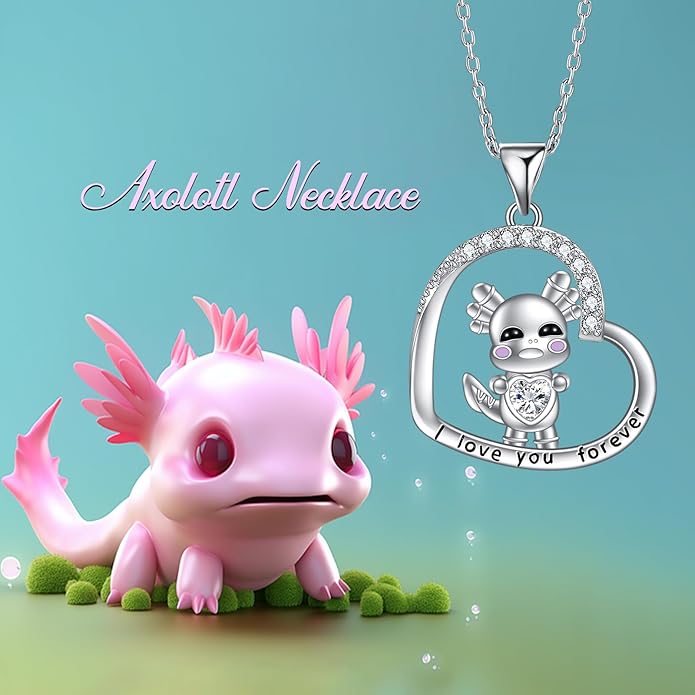 Penguin/Elephant/Frog Mushroom/Cat/Fox/Highland Cow/Axolotl/Yorkie Necklace Jewelry for Women Birthday Christmas Gifts