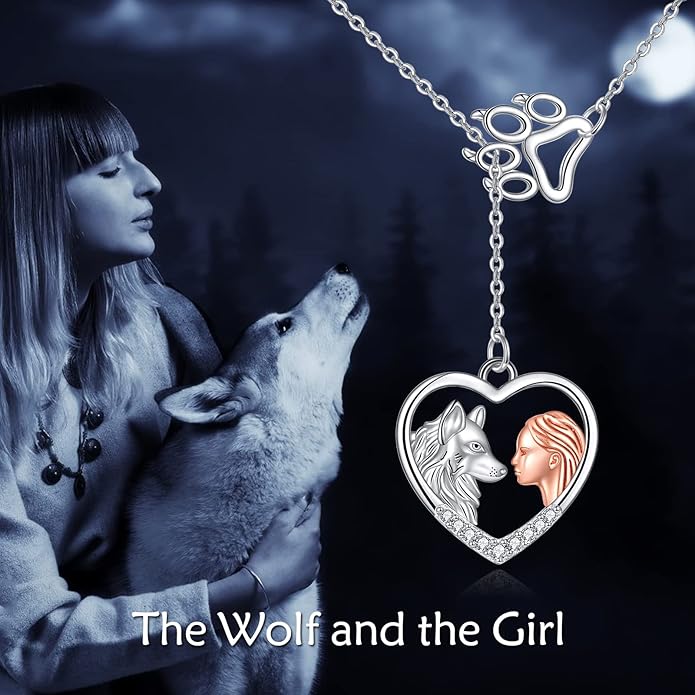 LUHE Bee/Cat/Wolf/Horse Gifts Necklace Sterling Silver Women Y-Necklace Pendant Necklace Jewelry for Teen Girls