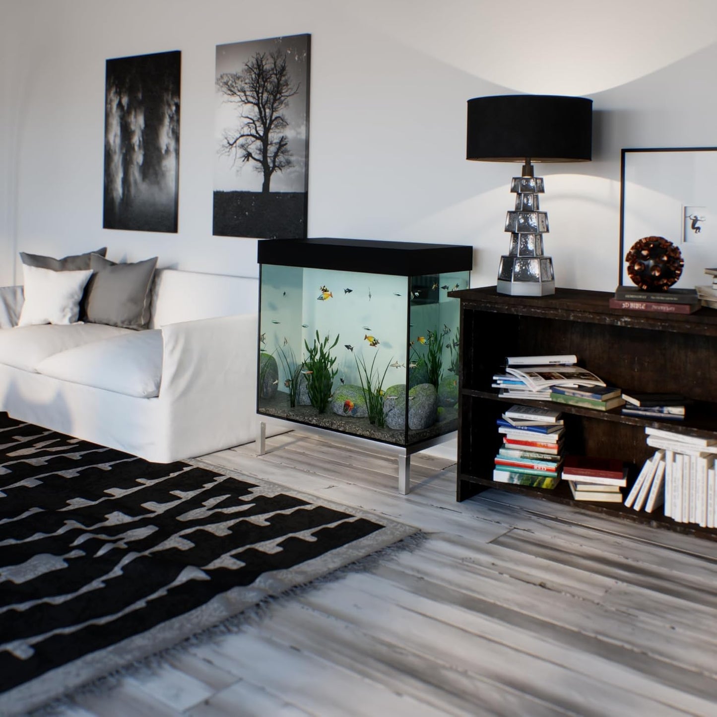 20 in X 36 in. Aquarium Stand | Industrial Style Aluminum Fish Tank Base with Open Frame Design