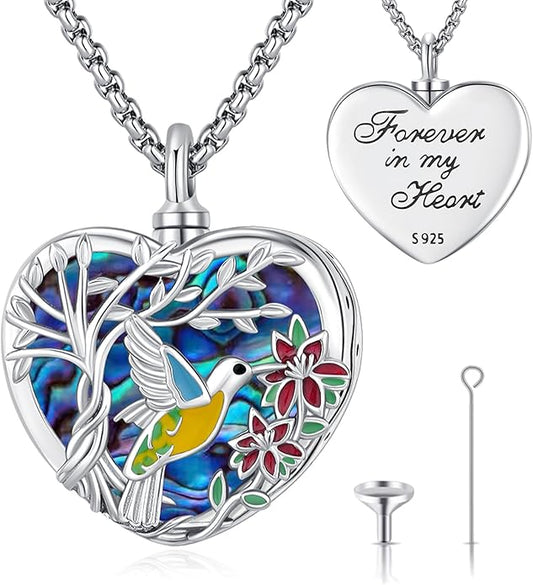 Eusense Cremation Jewelry for Ashes Urn Necklace to Put Ashes In 925 Sterling Silver Memorial Pendant Heart Urn Necklaces for Ashes Necklace for Women Men