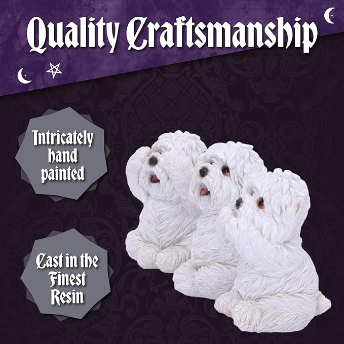 Nemesis Now Three Wise See No Evil Hear No Evil Speak No Evil Figurines, Adorable Hand-Painted Resin Collectibles and Gift - Westies