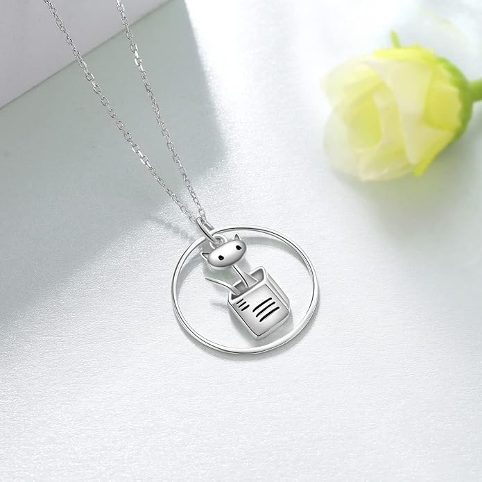 Highland Cow/Unicorn/Turtle/Moon Fairy/Axolotl/Owl/Mermaid/Cat/Cat and Girl/Frog/Wolf Necklace 925 Sterling Silver Animal Necklace Animal Jewelry Gifts for Women