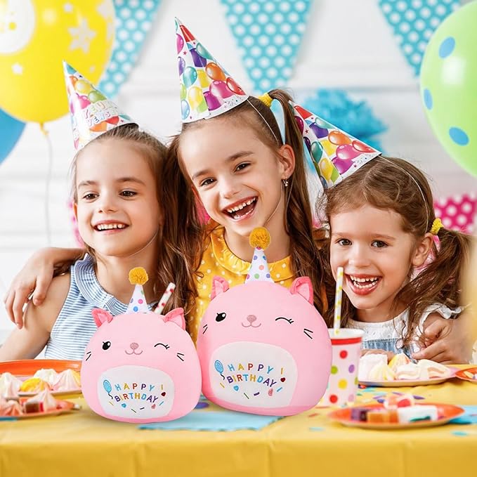 Cute Cat Plush Birthday Gifts for Girls, Soft Cat Plushies Toy Pink Pillow Cat Stuffed Animals Gift for Girlfriend Kids Birthday 8" Cat Stuffed (Small Cat Plush)