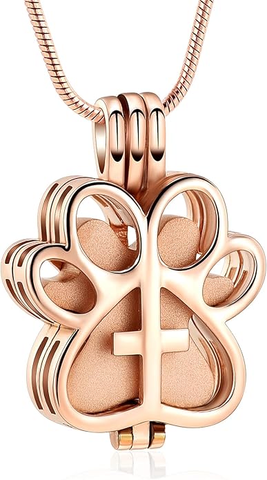 Pet Cremation Jewelry for Dog/Cat Paw Stainless Steel Memorial Locket Urn Necklace with Hollow Urn Cremation Jewelry for Ashes