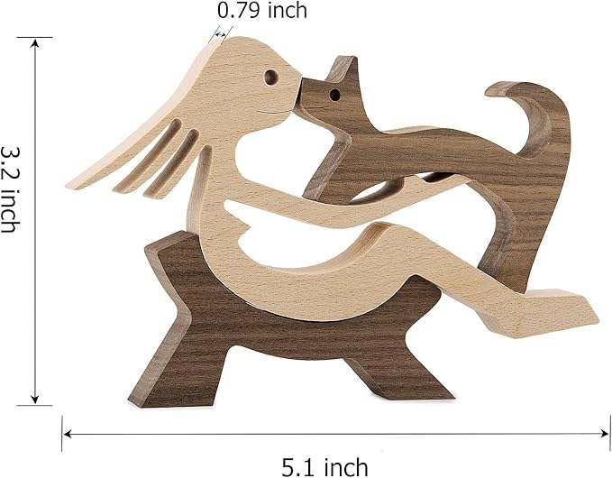 Desk Decorations Girl Figurines and Cat Ornaments Wooden Accent Decor Home Accessories Decorative Objects