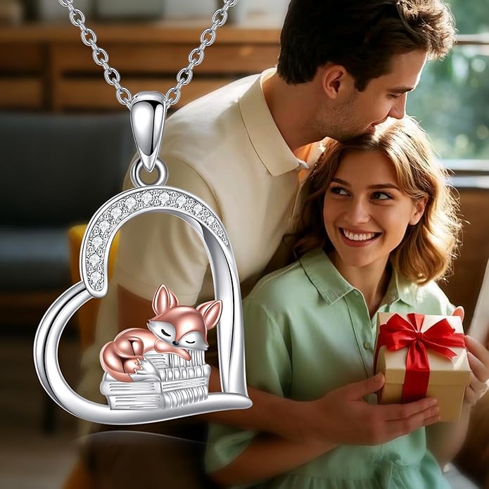 Cat Squirrel Llama Raccoon Tiger Cheetah Elephant Fox Sloth Koala Monkey Horse Dinosaur Axolotl Necklace Animal Pendant Heart Necklace 925 Sterling Silver