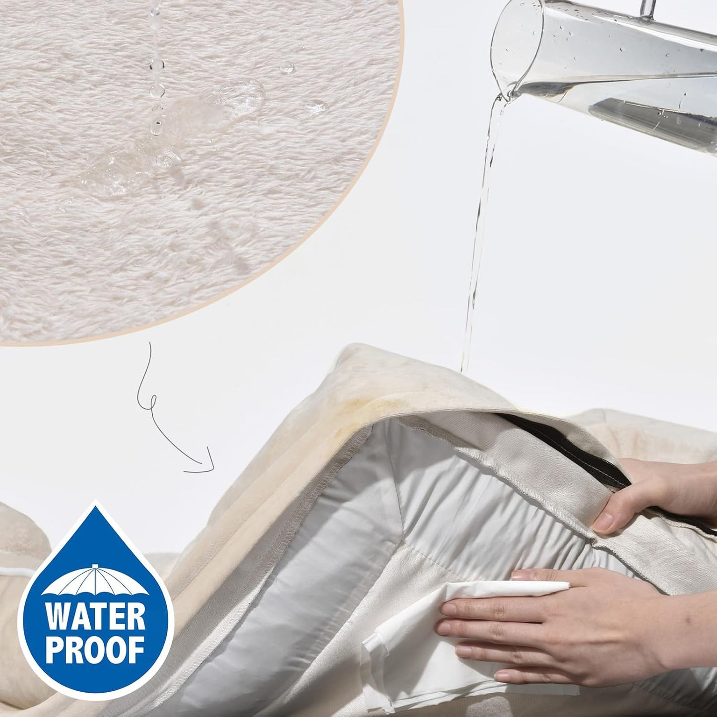 Comfort Expression XXL Dog Bed Waterproof, Extra Large Dog Beds Orthopedic Foam, Washable Dogs Sofa Bed Pet Beds with Removable Cover & Non-Slip Bottom(XX-Large,Beige)