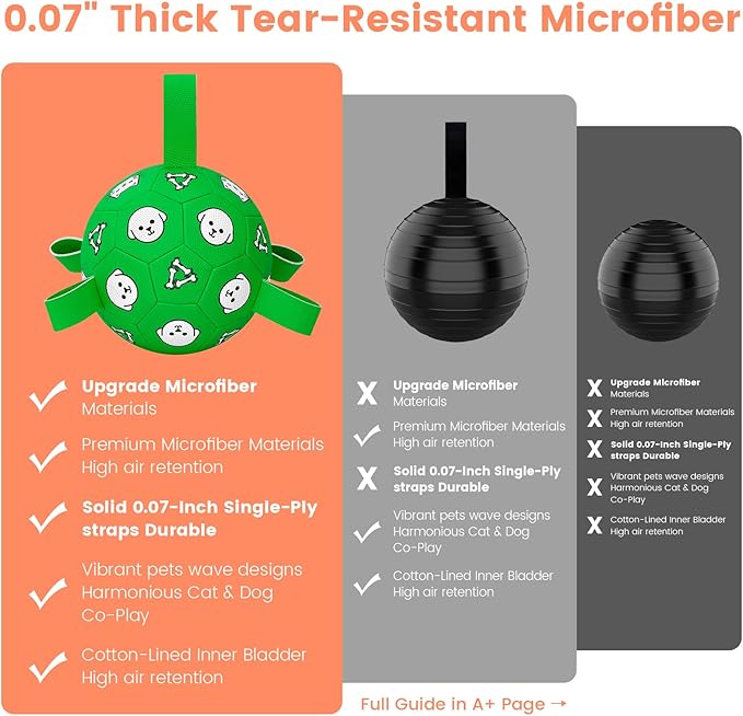 Interactive Dog Toys, Soccer Ball with Straps, Durable Herding Ball for Tug of War, Water Pool Dog Busy Toys for Indoor/Outdoor Play – Fun Birthday Gift for Medium & Large Dogs, 8 Inch