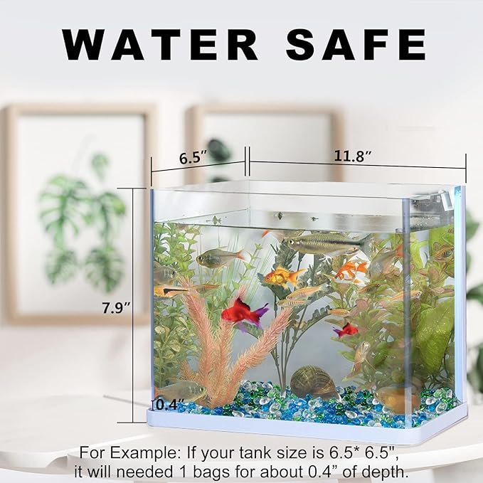 Keedolla Aquarium Glass Pebbles Stones Fish Tank Rocks Gravel, Green Mix Glass Gemstones Fish Bowl Rocks for Vase Fillers, DIY Crafts, Home Decor - 15 Oz, 6-9mm