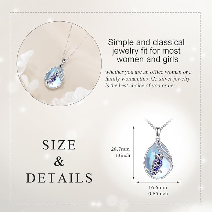 KQF Dragonfly/Butterlfy/Cat/Jellyfish/Bunny/Axolotl/Bee/Mermaid/Hummingbird/Elephant Necklace for Women Sterling Silver Moonstone Pendant Necklace Dragonfly Jewelry Gifts for Women