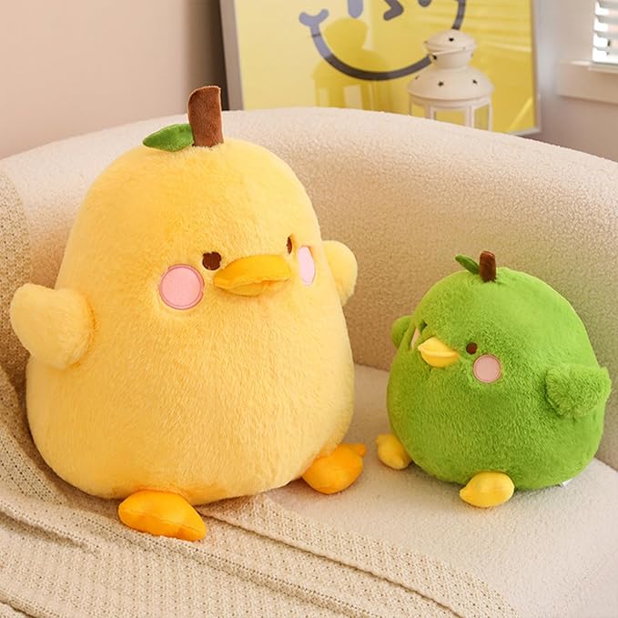 PEACH CAT Cute Pear Duck Plush Pillow Fruit Stuffed Animal Toy for Kids Yellow 12"