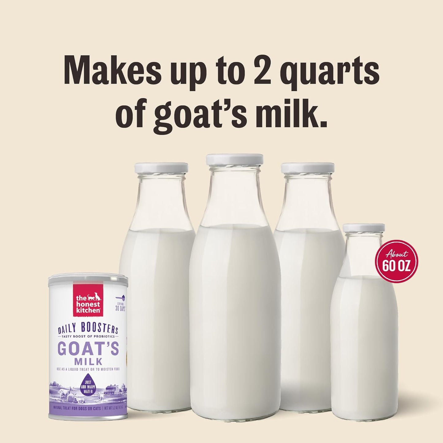 The Honest Kitchen Human Grade Instant Goat's Milk with Probiotics for Dogs and Cats, 5.2 Ounces