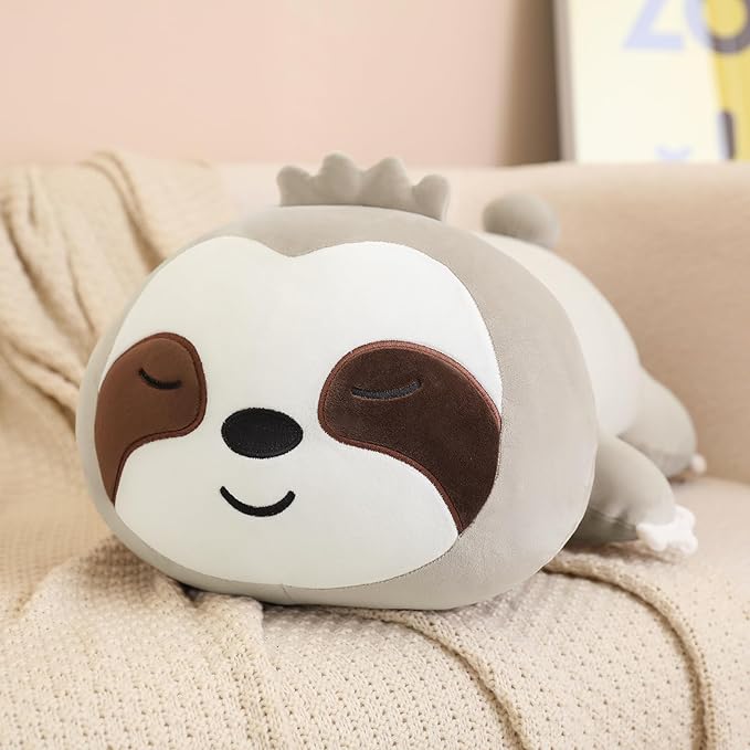 SQEQE Weighted Sloth Plush, Weighted Sloth Stuffed Animal, Cute Plushies Pillow Toy Gift for Kids Adults Brown 23.6 Inch, 3.1 Lbs