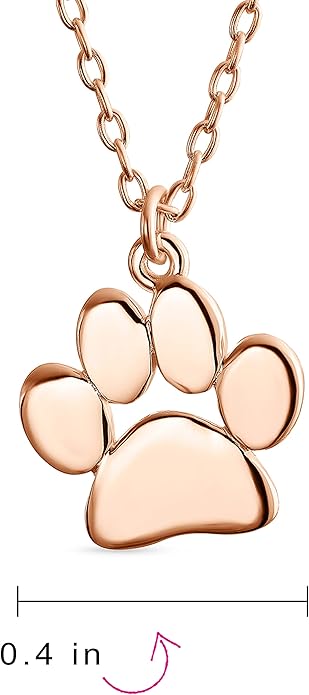 Personalized Initial Alphabet A-Z Dainty Dog Cat Pet Kitten Puppy Paw Print Pendant Necklace Animal Jewelry For Women Teen Polished Rose Yellow Gold Plated .925 Sterling Silver Customizable