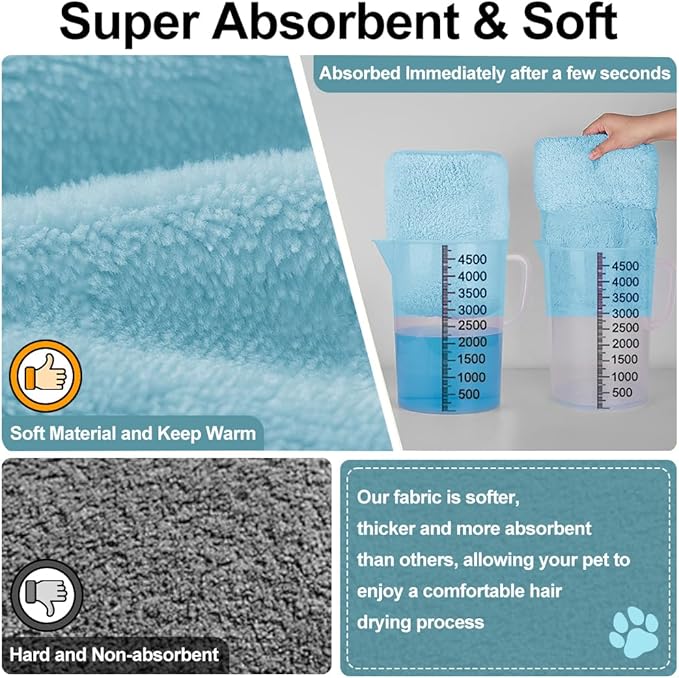 Medium to Large Size Dog Bathrobe, Quick Drying Super Absorbent Used for After Bathing, Warm Dog Towels, Adjustable Hoodies and Belts for Pet Dogs Bath Clothes Products(Blue, 5XL)