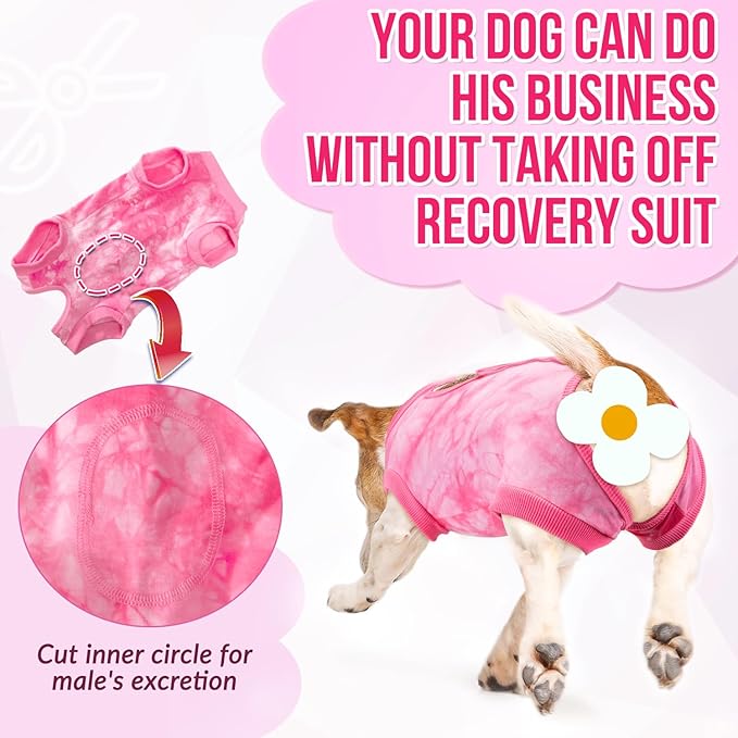 Lukovee Recovery Suit for Dogs, Onesie Surgery Recovery Suit for Female Male Dogs, Abdominal Wounds Cone E-Collar Alternative Prevent Licking Spay Recovery Suit (Pink,X-Large)
