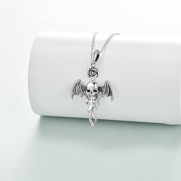 YFN Gothic Necklace Sterling Silver Wiccan Witch Pendant Goth Jewelry Witchy Gifts for Women Men