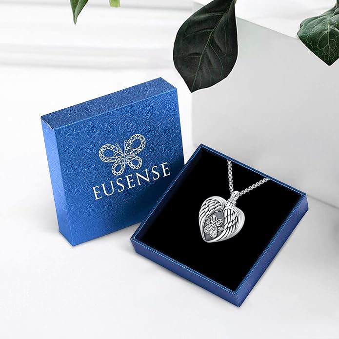 Eusense Cremation Jewelry for Ashes Urn Necklace to Put Ashes In 925 Sterling Silver Memorial Pendant Heart Urn Necklaces for Ashes Necklace for Women Men